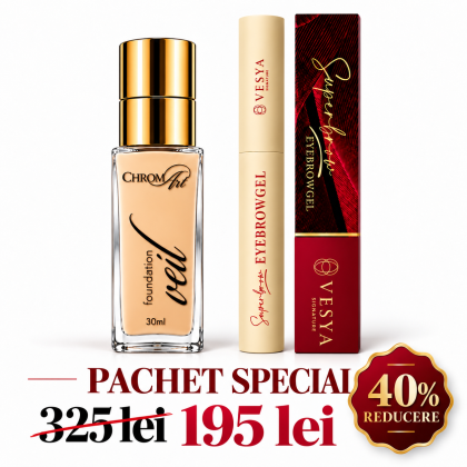 Pachet Promo Fond de ten Veil Satin ChromArt + Super Eyebrowgel Vesya Signature