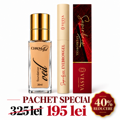 Pachet Promo Fond de ten Veil Velvet ChromArt + Super Eyebrowgel Vesya Signature